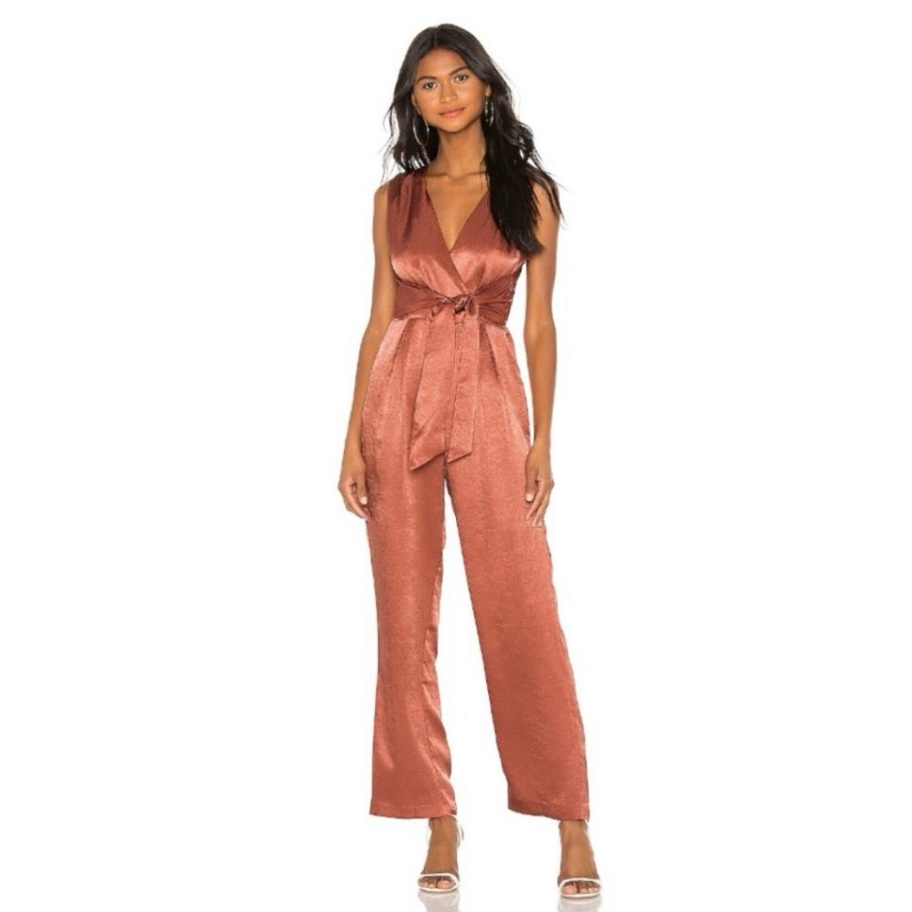 NWT House of Harlow 1960 Brown Satin Jumpsuit